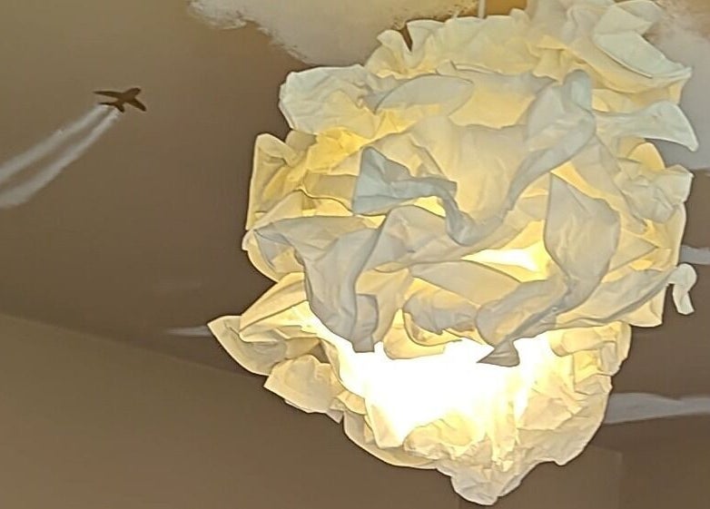 Elegant paper lamp at Coffee Brows and Beauty, Ashford, England, GB.