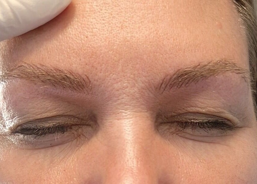 Close-up of eyebrow shaping at Coffee Brows and Beauty in Ashford, England, GB.