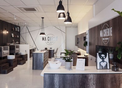 Elegant interior of Ma Cherie Nails + Beauty in Johannesburg, Gauteng, ZA showcasing modern decor and seating.
