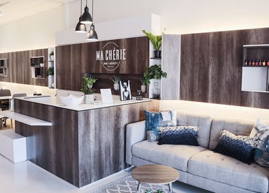 Ma Cherie Nails + Beauty reception at Johannesburg, Gauteng, ZA with modern decor and comfortable seating.