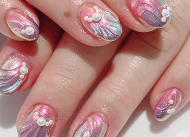 Intricate pearl nail art at Ma Cherie Nails + Beauty, Johannesburg, Gauteng, ZA. Stunning blend of colors.