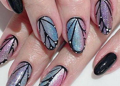 Elegant shimmer nail art at Ma Cherie Nails + Beauty, Johannesburg, Gauteng, ZA.