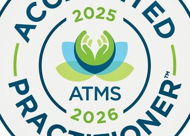 ATMS accreditation badge at Natural Edge Beulah Therapy, Devonport, Tasmania, AU.