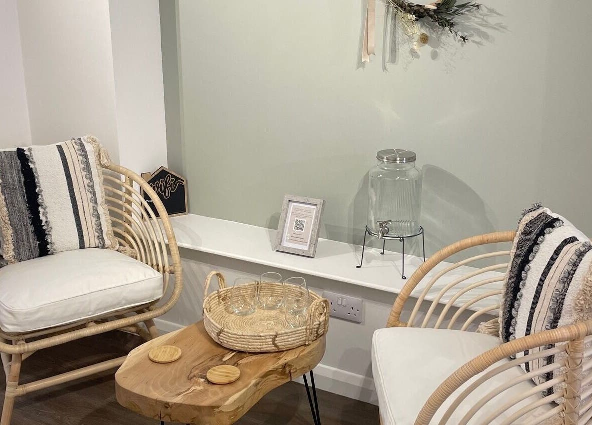 Stylish seating area at A Touch of Beauty by Jasmine Charlotte, Hereford, England, GB, perfect for relaxation.