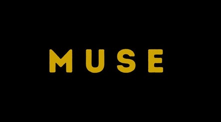 Muse logo in bold on black background, Greenock, Scotland, GB.
