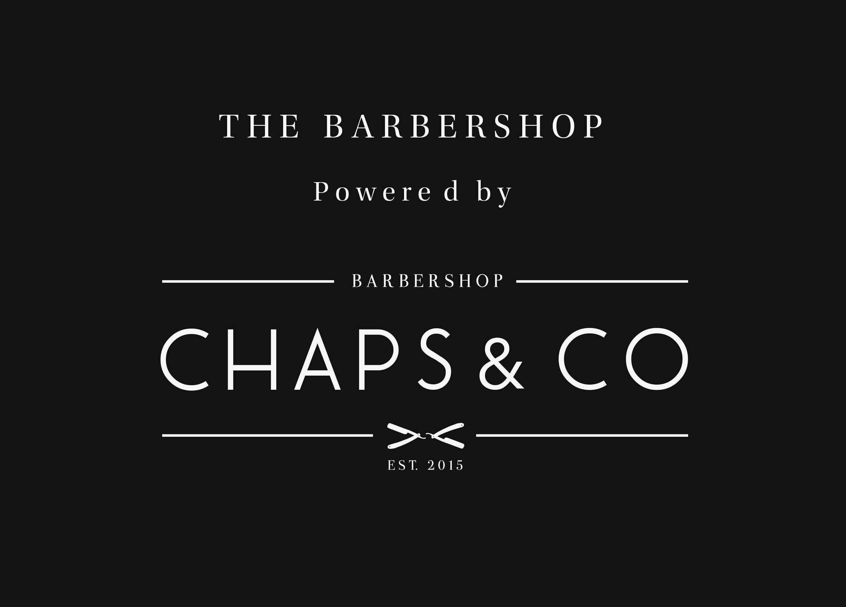 The Barbershop at Mall of the Emirates sign in Dubai, featuring Chaps & Co branding.