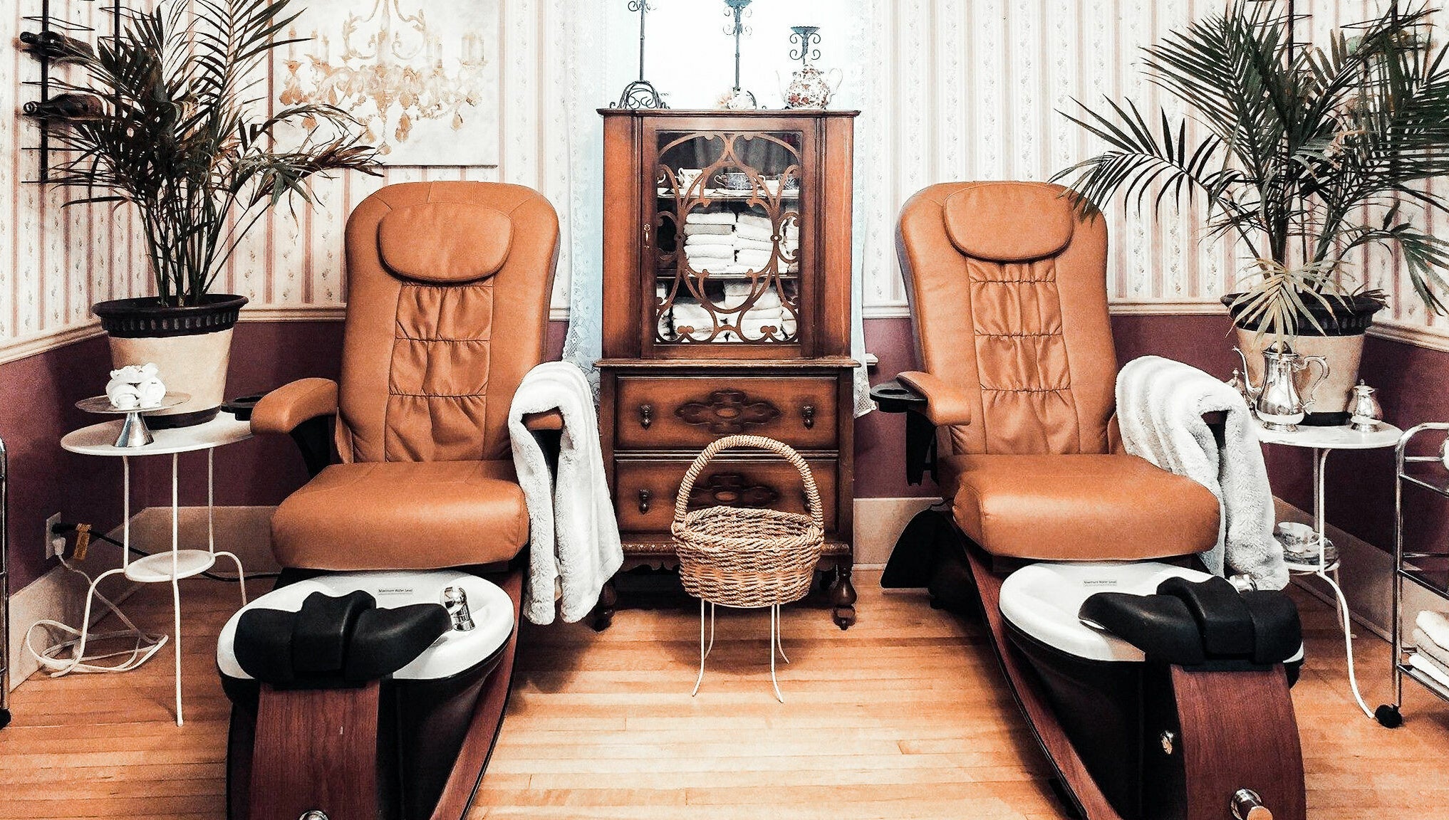 Luxurious spa chairs at Solorzano Spa Ltd, Red Deer, Alberta, CA create a relaxing ambiance for pampering sessions.