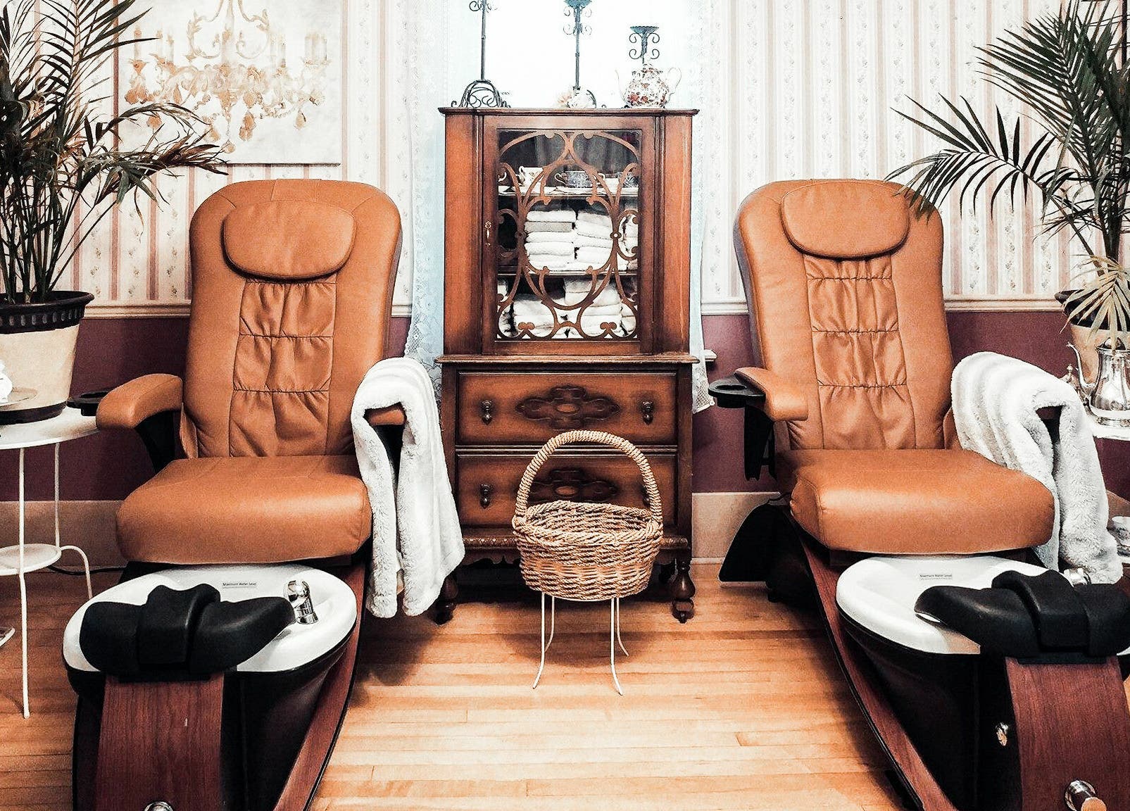 Luxurious spa chairs at Solorzano Spa Ltd, Red Deer, Alberta, CA create a relaxing ambiance for pampering sessions.