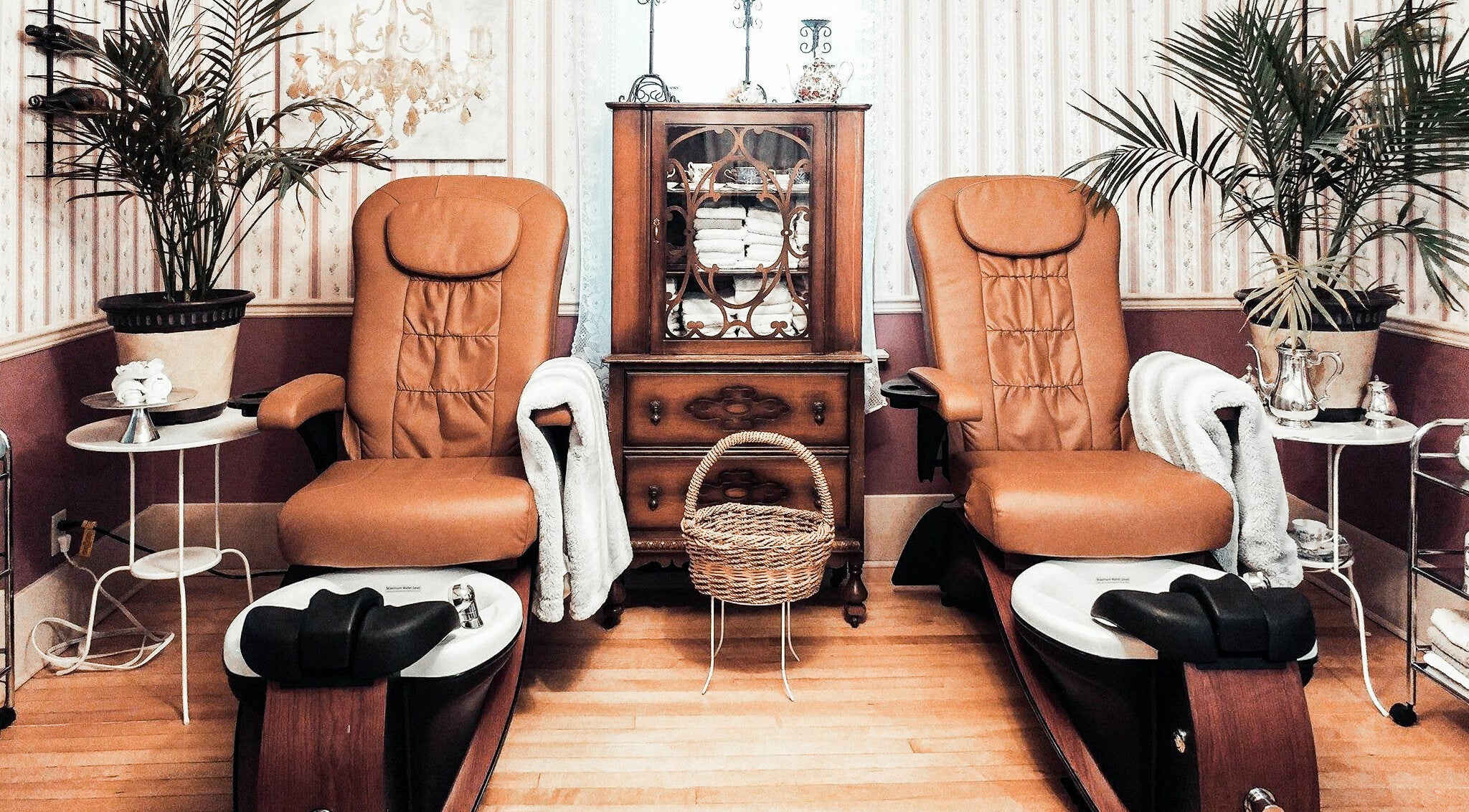 Luxurious spa chairs at Solorzano Spa Ltd, Red Deer, Alberta, CA create a relaxing ambiance for pampering sessions.