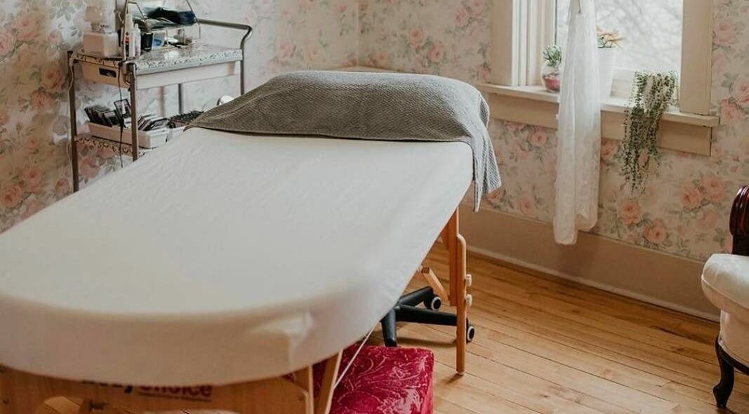 Massage room at Solorzano Spa Ltd, Red Deer, Alberta, CA, featuring a treatment table and calming decor.