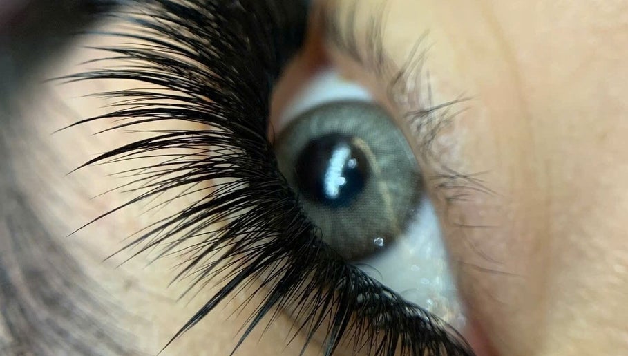 Close-up of expertly applied eyelashes at Lash Infinity in Miller, New South Wales, AU.