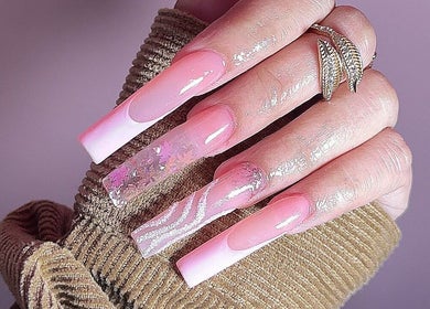 Stunning pink acrylic nails at Lash Infinity, Miller, New South Wales, AU, showcasing elegant nail art designs.