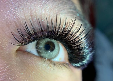 Close-up of styled eyelashes at Lash Infinity, Miller, New South Wales, AU.