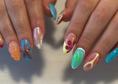 Colorful and artistic nail designs at Milk and Honey Nail Studio, Hamilton, Waikato Region, NZ.