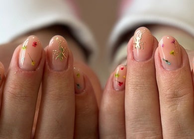 Intricate floral nail art at Milk and Honey Nail Studio, Hamilton, Waikato Region, NZ.