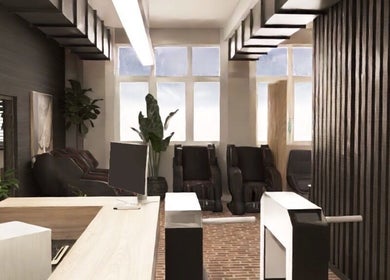 Modern interior of ZONE RECOVERY in London, England, GB features sleek furnishings and ambient lighting.