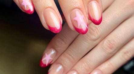 Pink star and French manicure at Beauty By Phoebs, Reigate, England, GB.