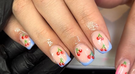 Cherry nail art design at B.C Nails and Beauty, Stourport-on-Severn, England, GB. Stylish and vibrant manicure.