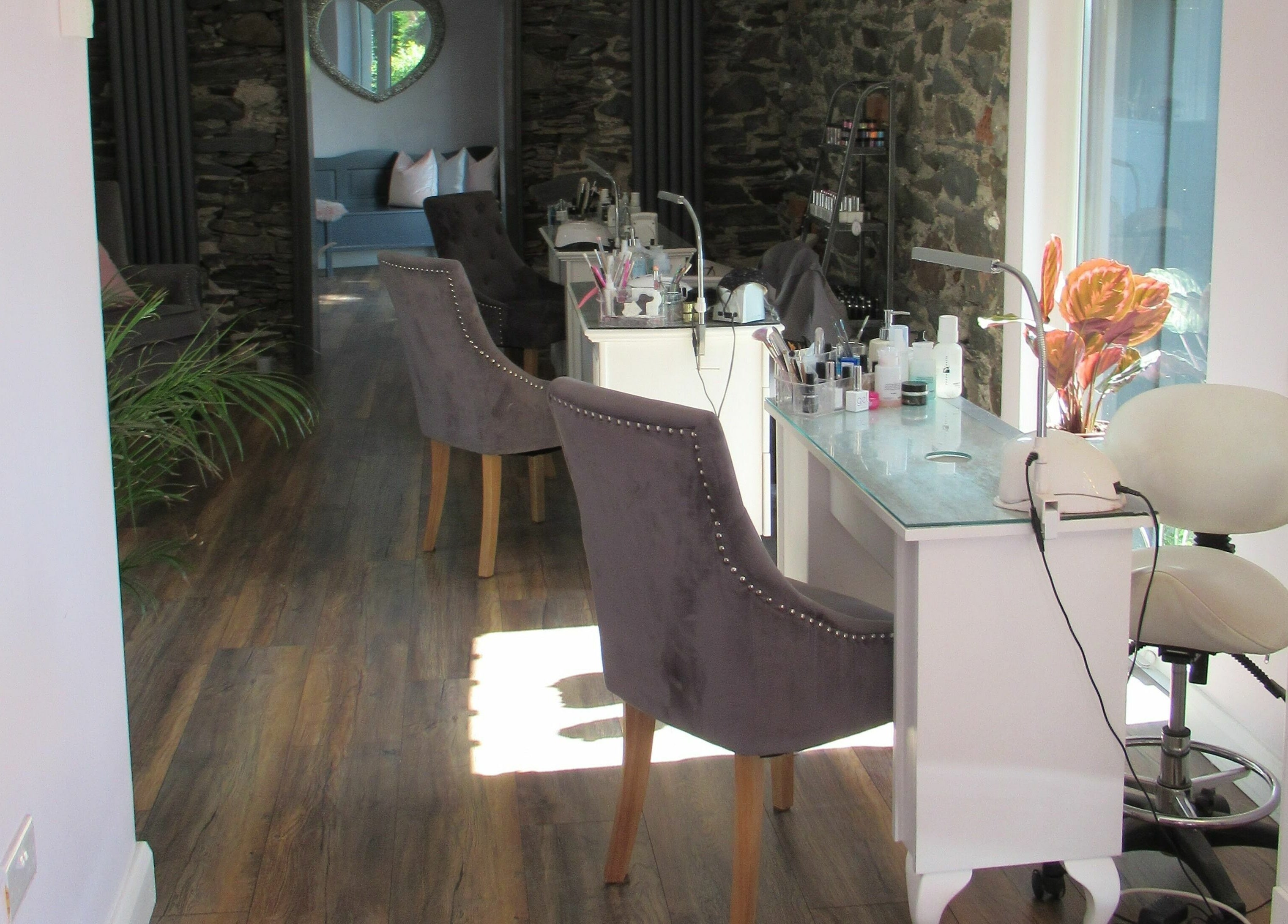 Elegant nail bar at BeYOUtifi in Donaghadee, Northern Ireland, GB showcasing stylish decor and amenities.