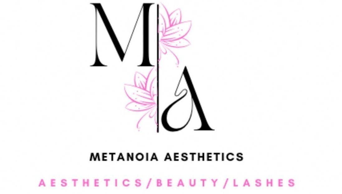 Metanoia Aesthetics logo with floral design in Centurion, Gauteng, ZA emphasizing beauty and lashes.