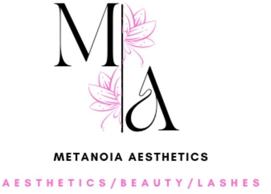 Metanoia Aesthetics logo with floral design in Centurion, Gauteng, ZA emphasizing beauty and lashes.