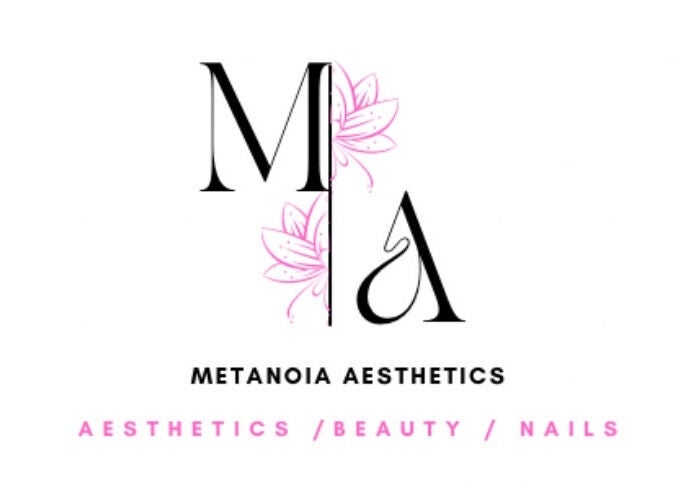 Metanoia Aesthetics logo with a lotus design, symbolizing beauty and wellness in Centurion, Gauteng, ZA.