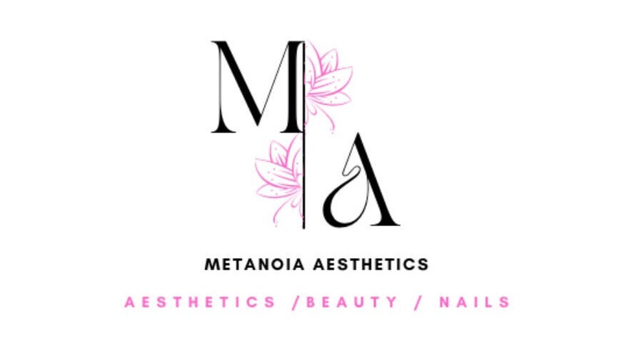 Metanoia Aesthetics logo with a lotus design, symbolizing beauty and wellness in Centurion, Gauteng, ZA.