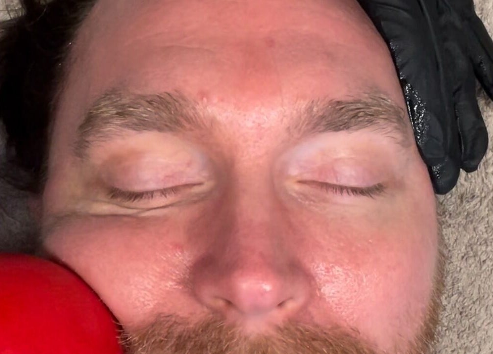 Man receiving a facial massage at Skin by Fran in Bath, England, GB, enhancing relaxation and skin health.