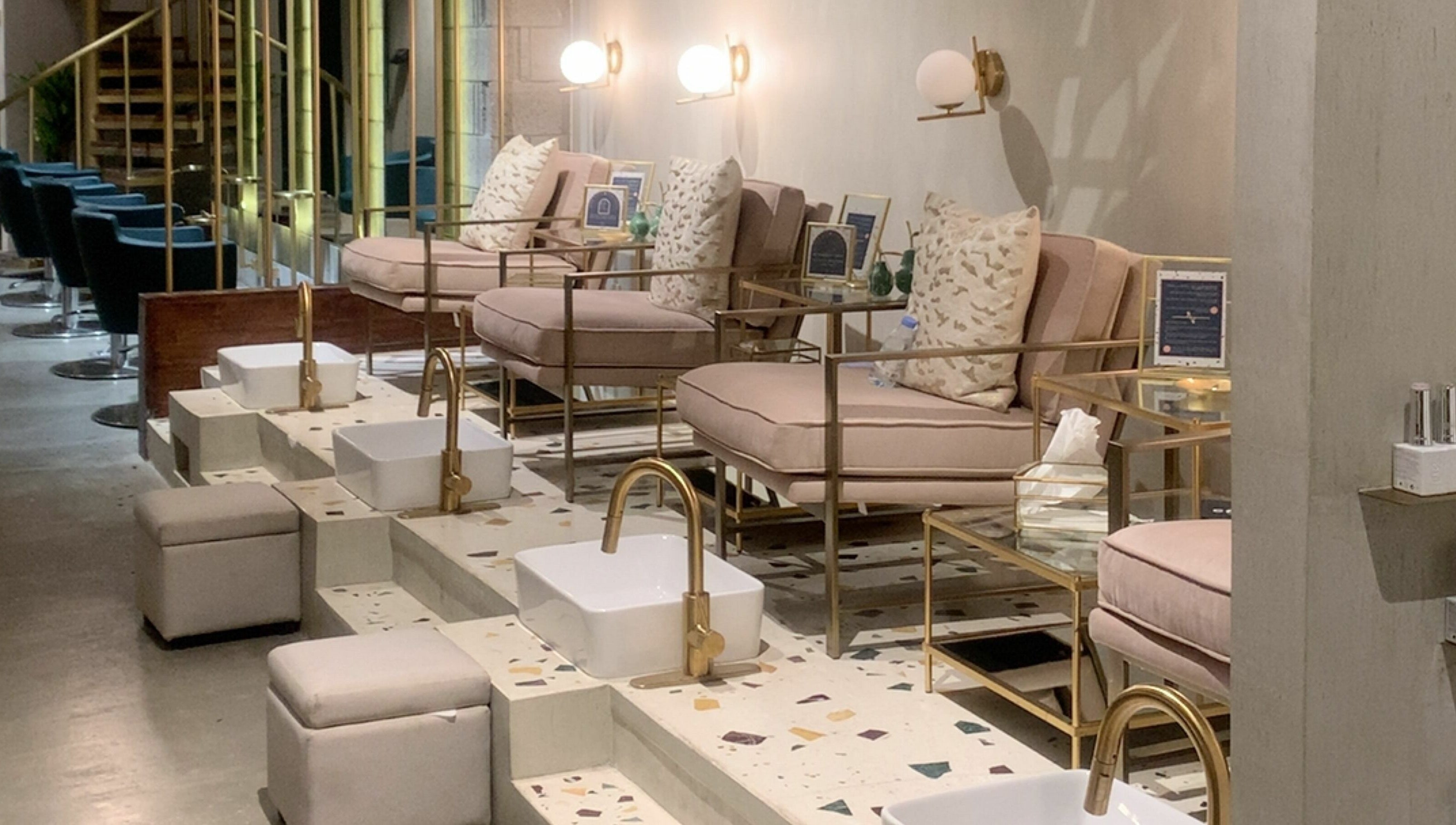 Elegant pedicure area at Base Beauty Lounge I بيس بيوتي لاونج, Al Hofuf, Eastern Province, SA. Chic and serene.