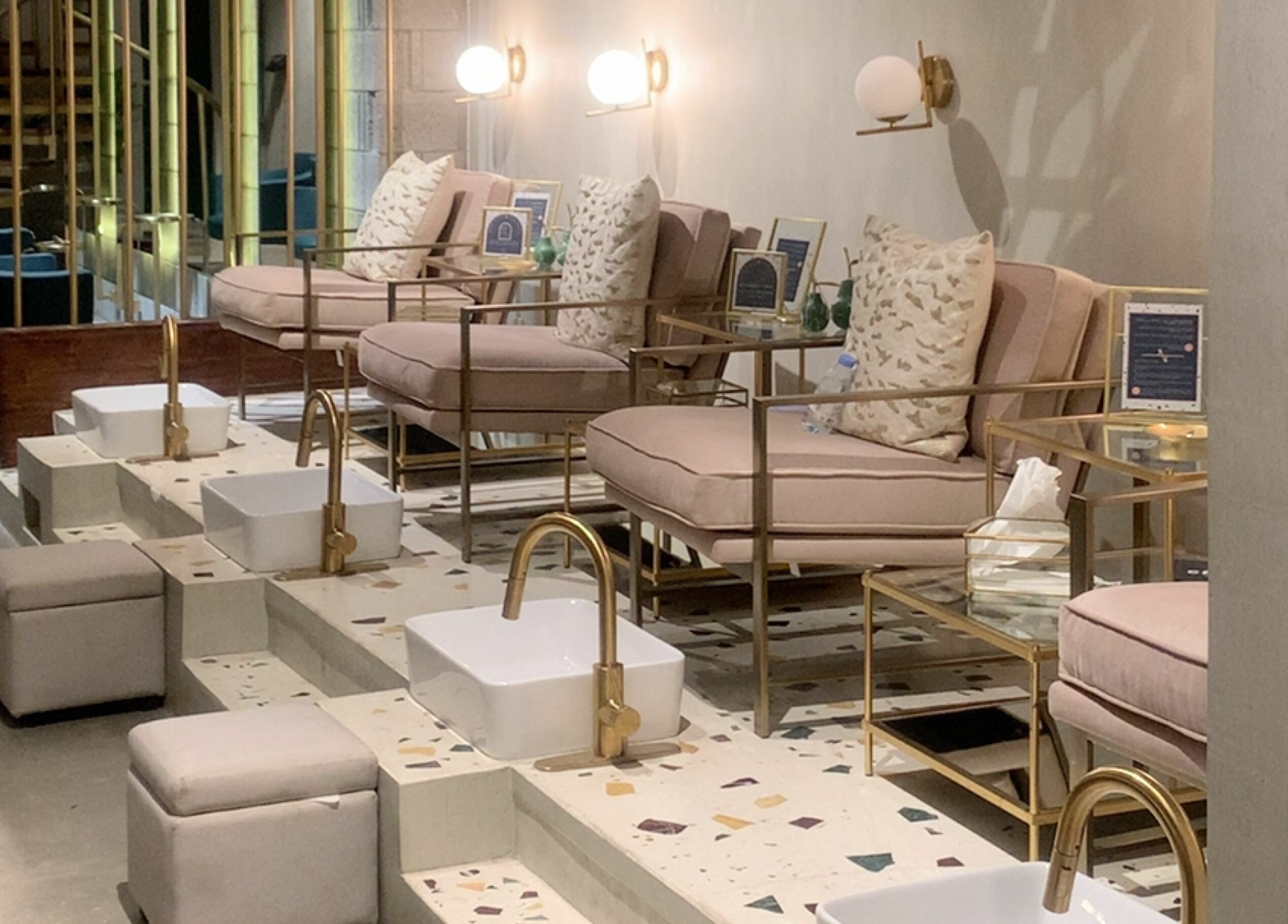 Elegant pedicure area at Base Beauty Lounge I بيس بيوتي لاونج, Al Hofuf, Eastern Province, SA. Chic and serene.