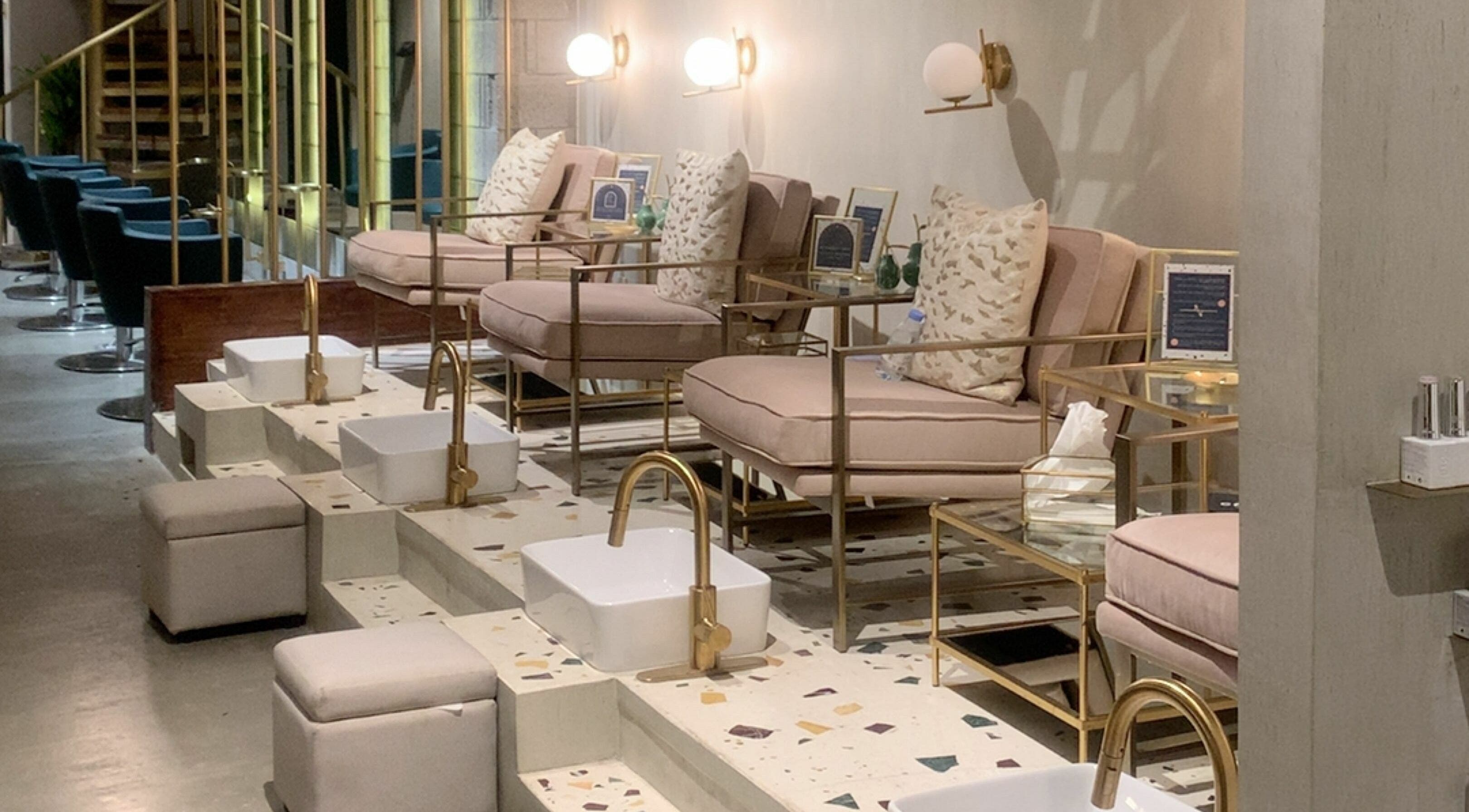 Elegant pedicure area at Base Beauty Lounge I بيس بيوتي لاونج, Al Hofuf, Eastern Province, SA. Chic and serene.