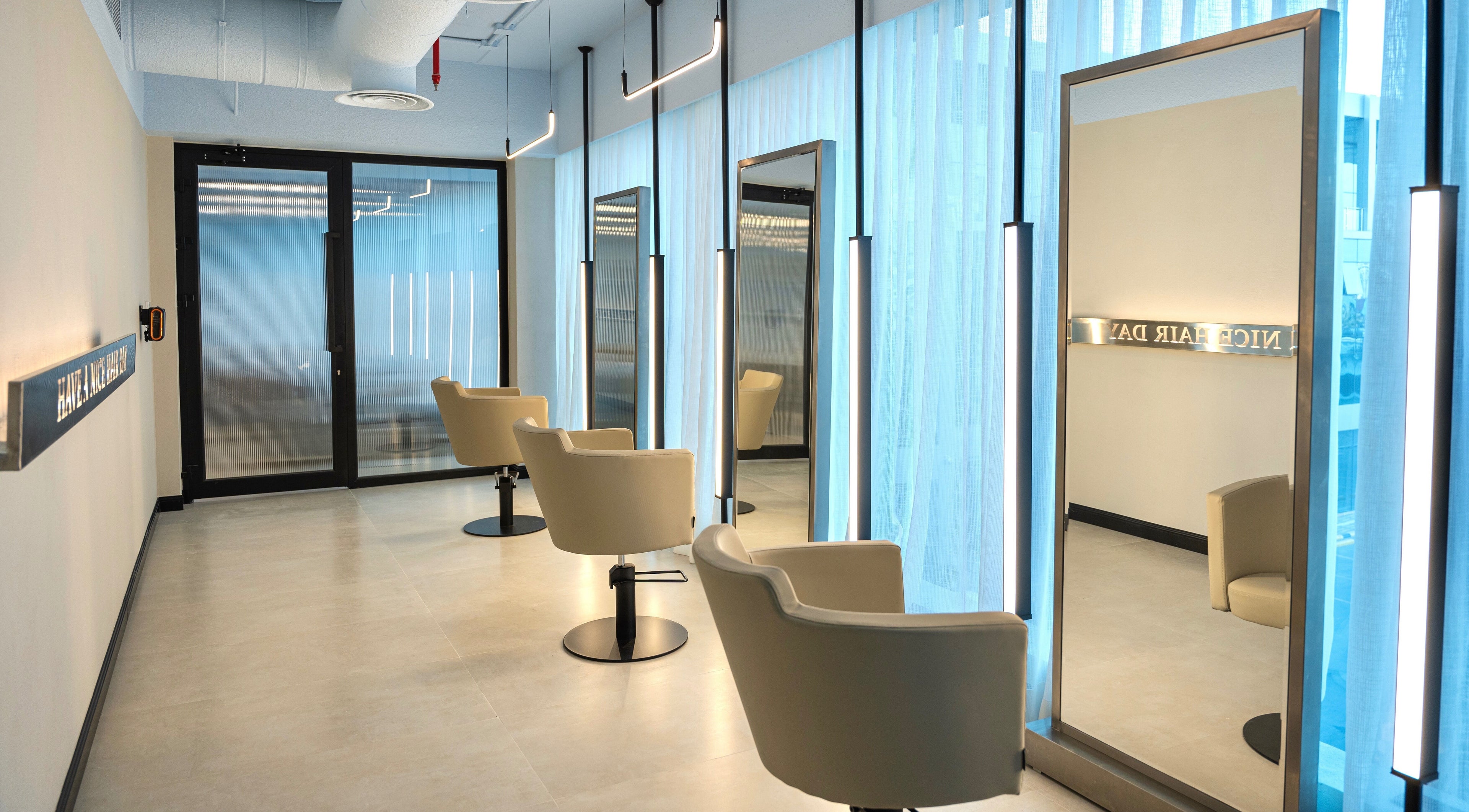 Modern salon chairs and mirrors at Amber Beauty Lounge I آمبر بيوتي لاونج, Al Khobar, Eastern Province, SA.