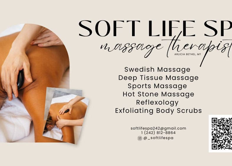 Relaxing massage therapy at Soft Life Spa, Nassau, New Providence, BS. Inviting ambiance showcasing soothing techniques.