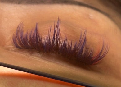 Violet eyelash extensions at Siren by Kara Rose, Albuquerque, New Mexico, US, enhancing lash beauty.
