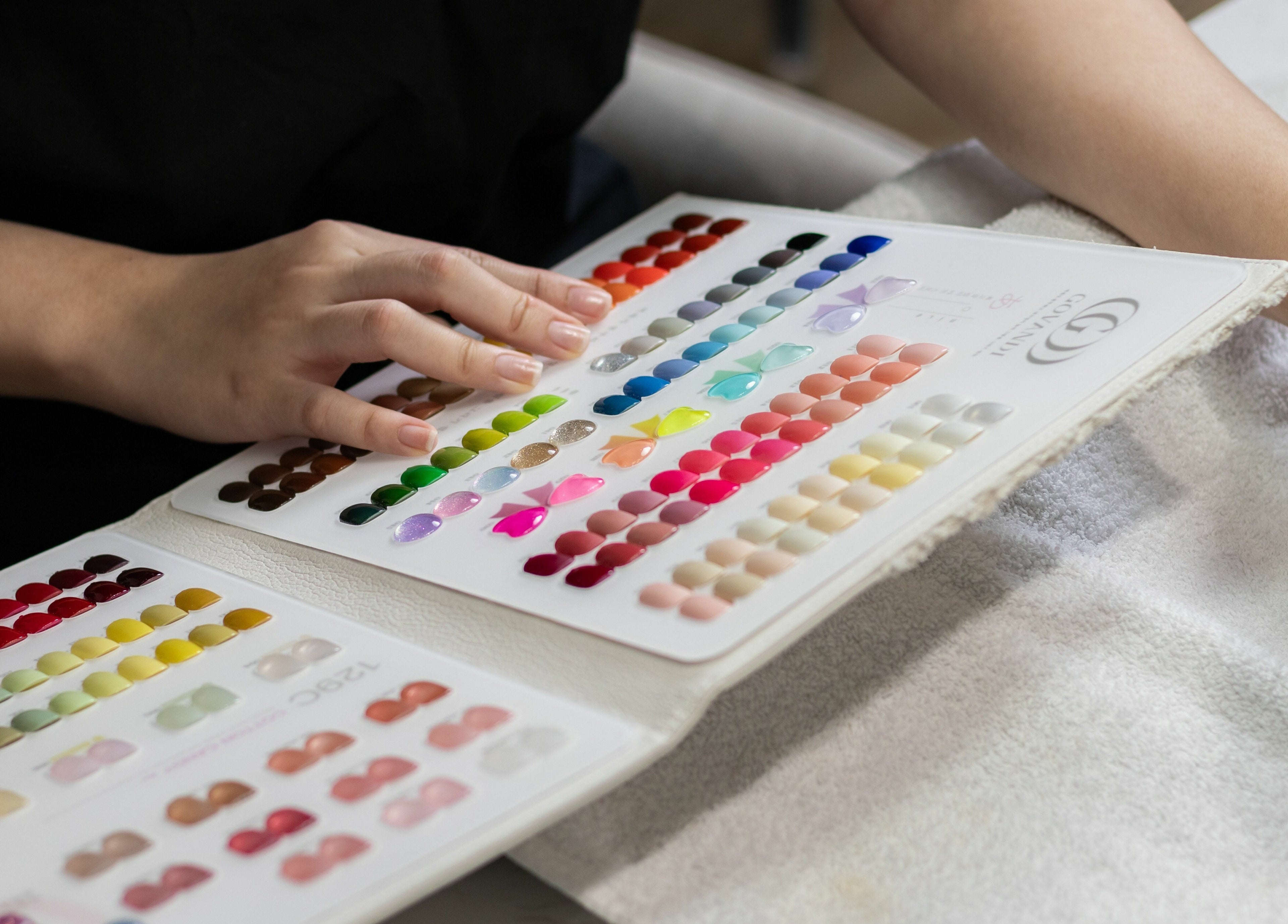 Color palette selection at LND Downtown Nails and Spa in Vancouver, British Columbia, CA.