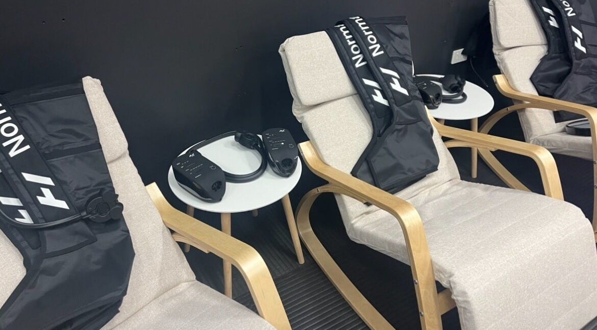 Comfortable seating with therapeutic equipment at Kore HQ, Milton, New South Wales, AU.