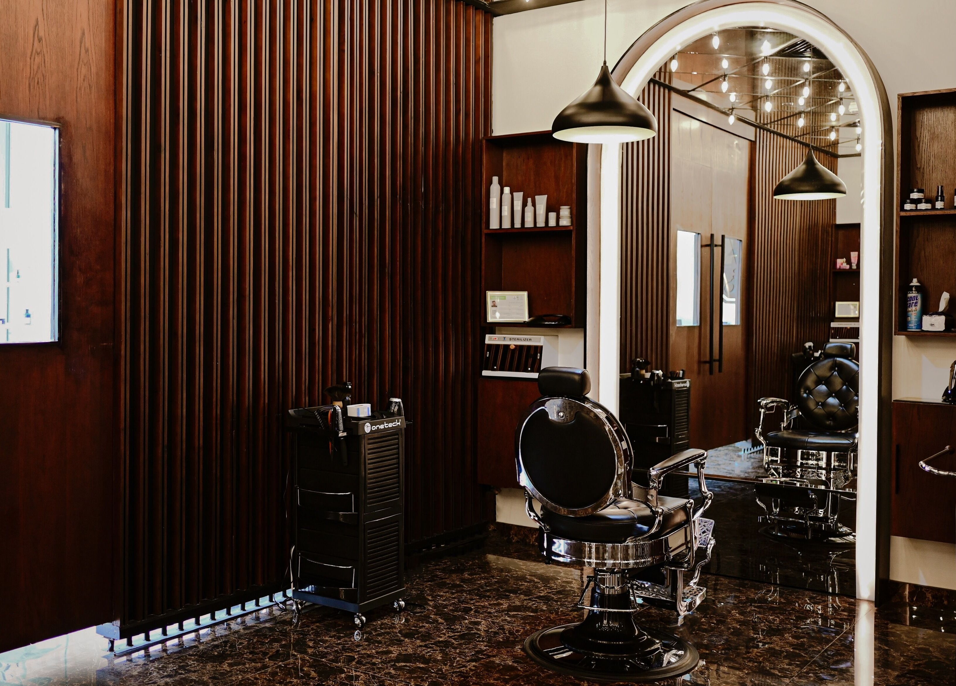 Luxurious interior of Shavery Salon I شيفري للحلاقة, Al Khobar, Eastern Province, SA, with sleek modern design.