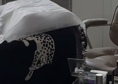 Luxurious spa setup at Monlash, featuring a leopard print throw in Brisbane City, Queensland, AU.