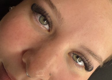 Close-up of eyelash extensions at Hideaway Beauty Lounge, Morayfield, Queensland, AU. Stunning results.