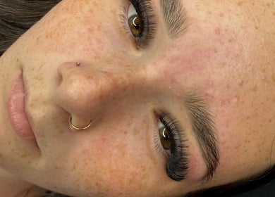 Close-up of eyelash extensions at Hideaway Beauty Lounge, Morayfield, Queensland, AU.