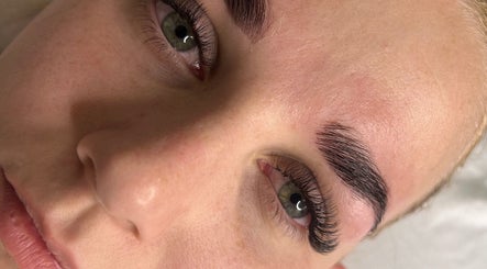 Close-up of enhanced lashes and brows at Hideaway Beauty Lounge, Morayfield, Queensland, AU.
