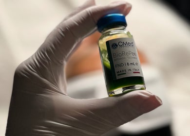 Close-up of serum bottle at Court by Beauty in Dartford, England, GB.