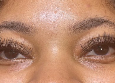 Close-up of styled eyelashes at U’niquely Touched by LJC in Celina, Texas, US.