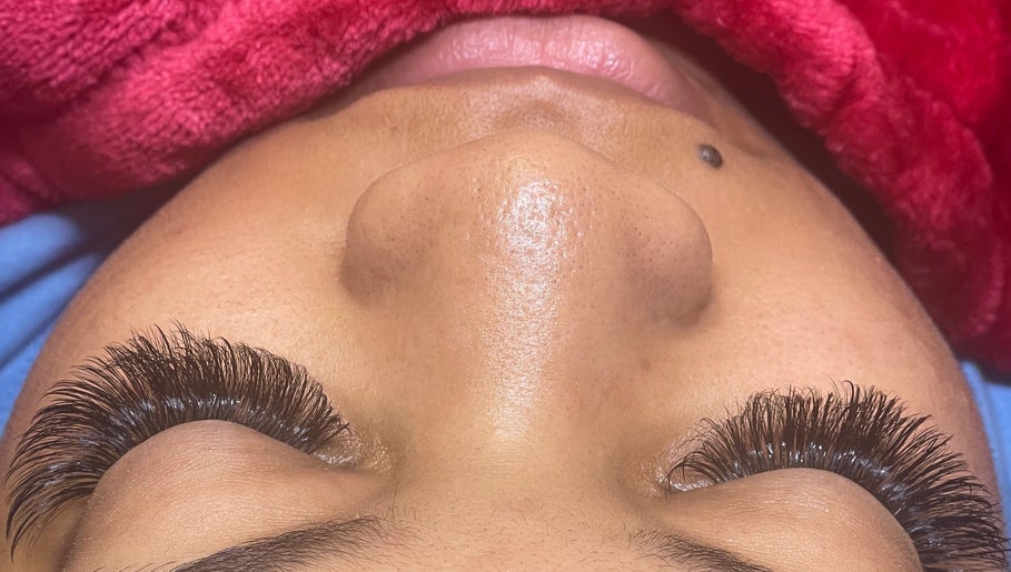 Close-up of luxurious eyelash extensions at U’niquely Touched by LJC, Celina, Texas, US.