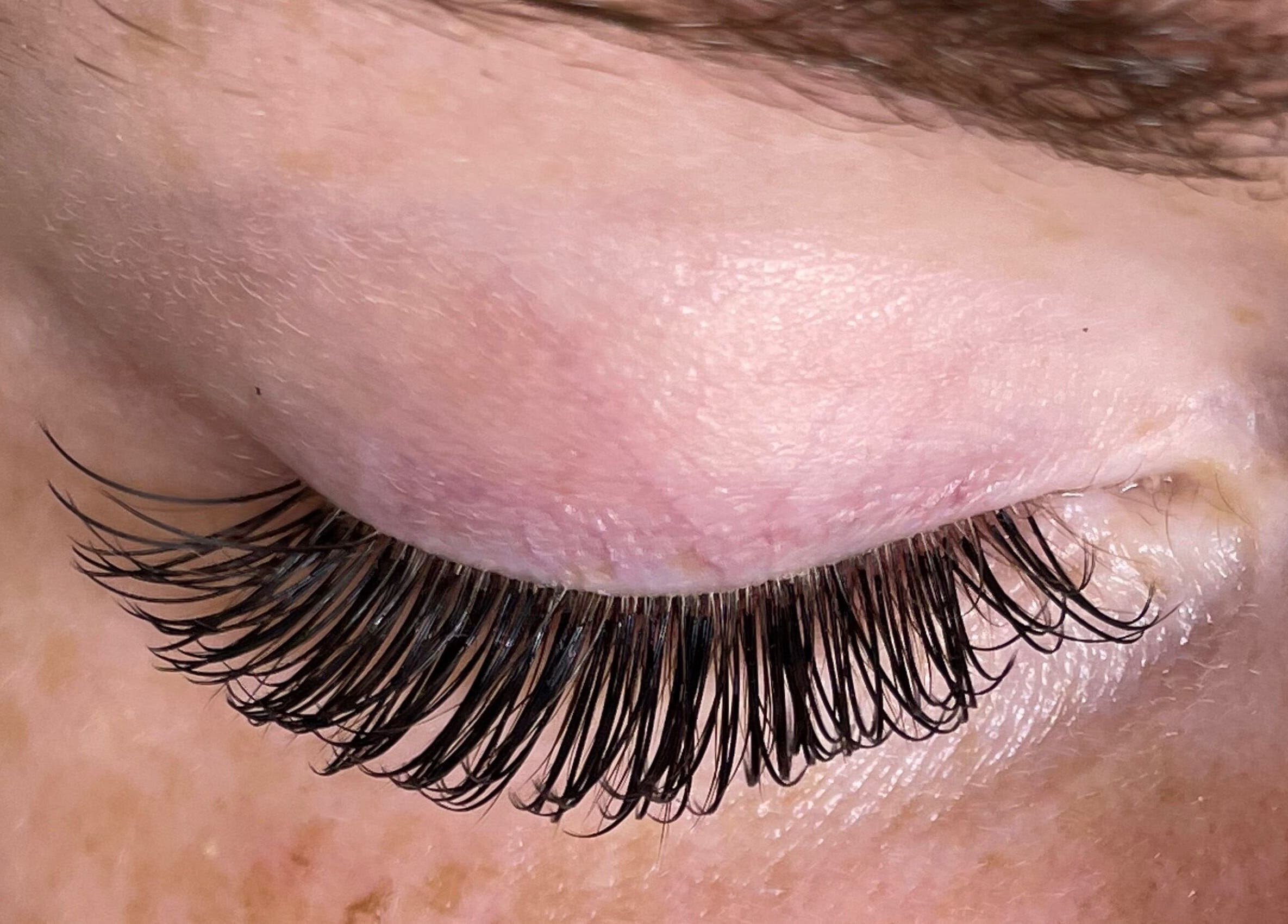 Close-up of expertly applied lashes at U’niquely Touched by LJC in Celina, Texas, US.