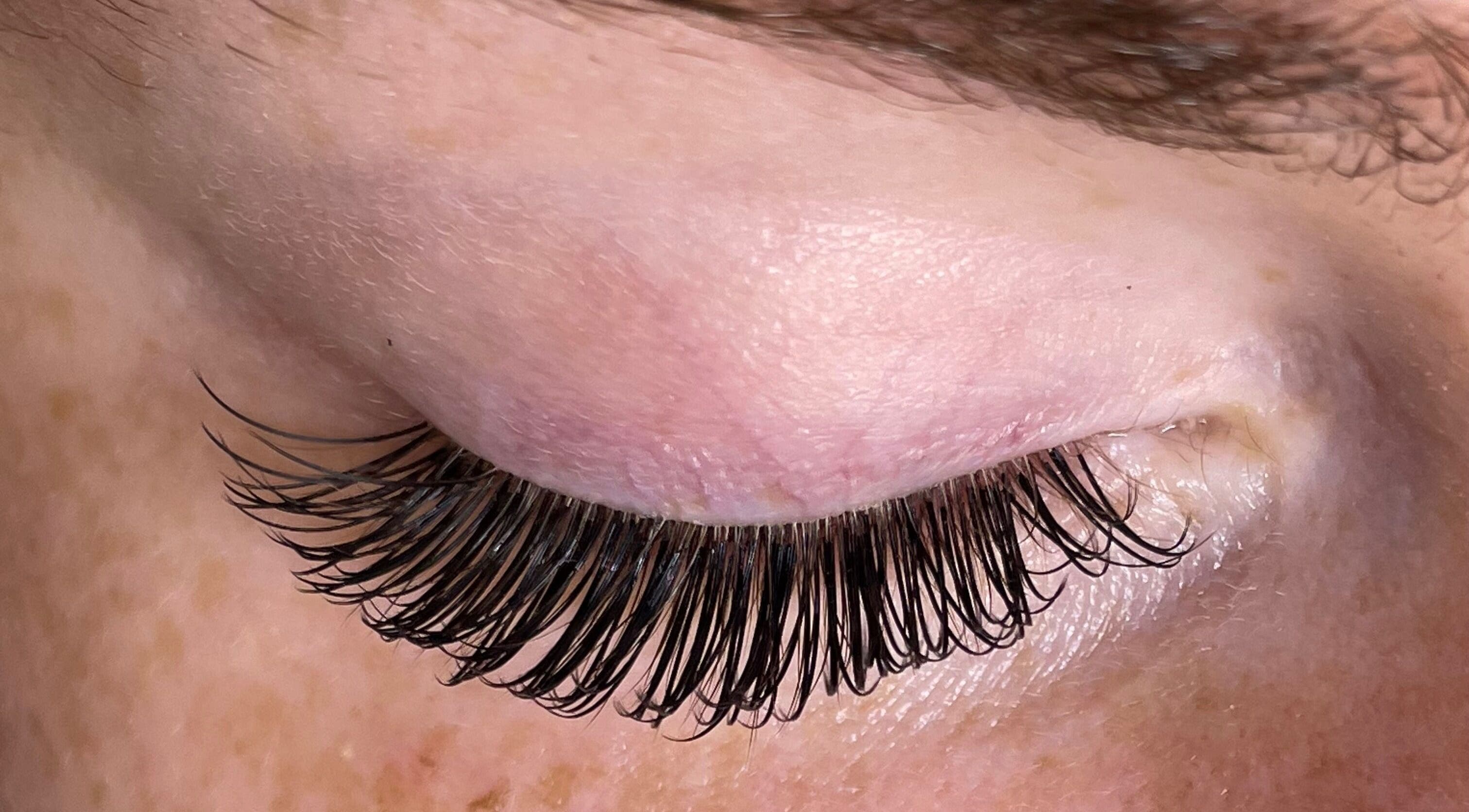 Close-up of expertly applied lashes at U’niquely Touched by LJC in Celina, Texas, US.