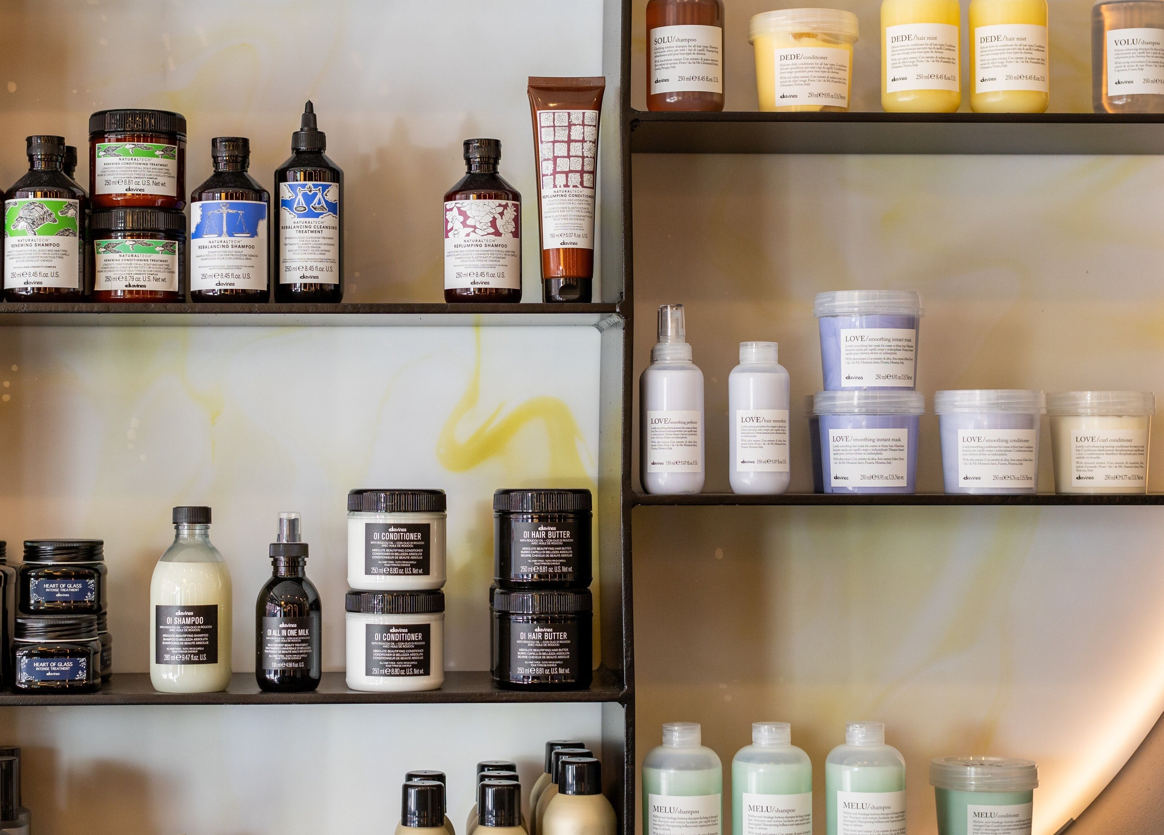 Eran Benn's beauty products neatly displayed on shelves in Melbourne, Victoria, AU.
