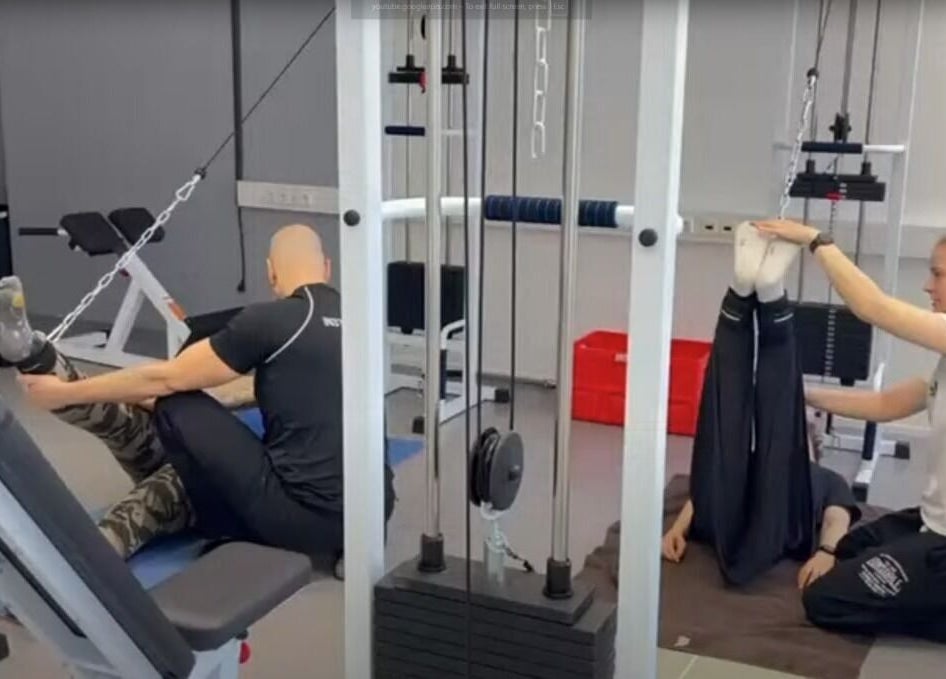 Fitness session at Lahe Tervis, Tallinn, Harju Maakond, EE featuring gym equipment and stretching exercises.