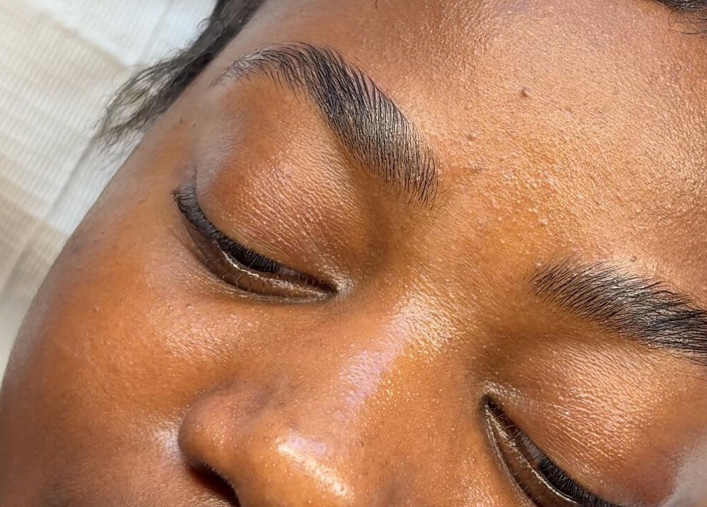 Close-up of well-groomed eyebrows at Minks By Mc, Liverpool, England, GB.