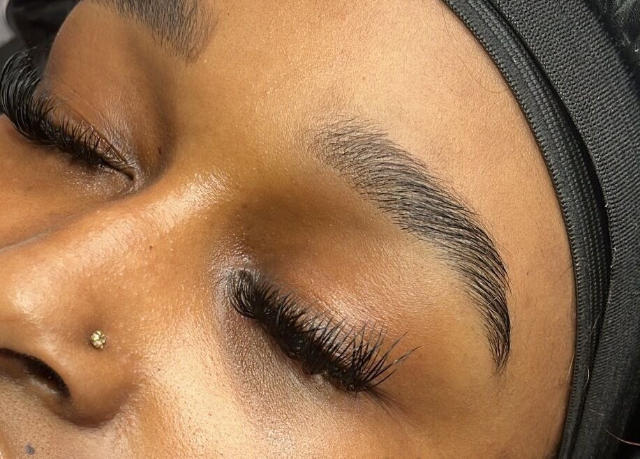 Detailed eyelash extensions at Minks By Mc, Liverpool, England, GB, showcasing expert craftsmanship.